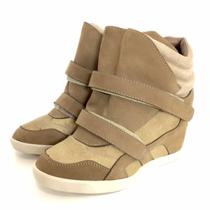 MIA Tan and Cream Wedge Sneakers